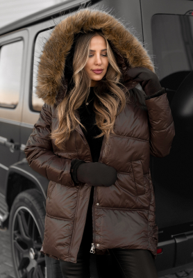 Dlhá prešívaná bunda Happy Season čokoládová