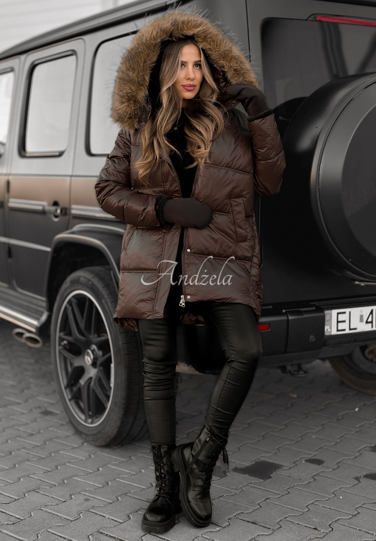 Dlhá prešívaná bunda Happy Season čokoládová