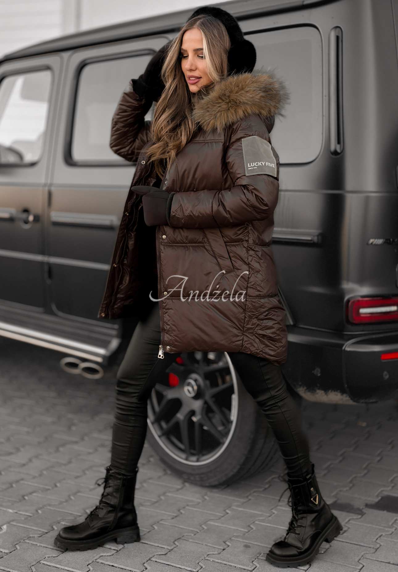 Dlhá prešívaná bunda Happy Season čokoládová