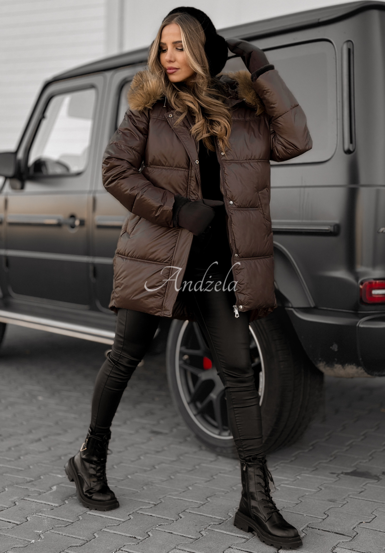 Dlhá prešívaná bunda Happy Season čokoládová