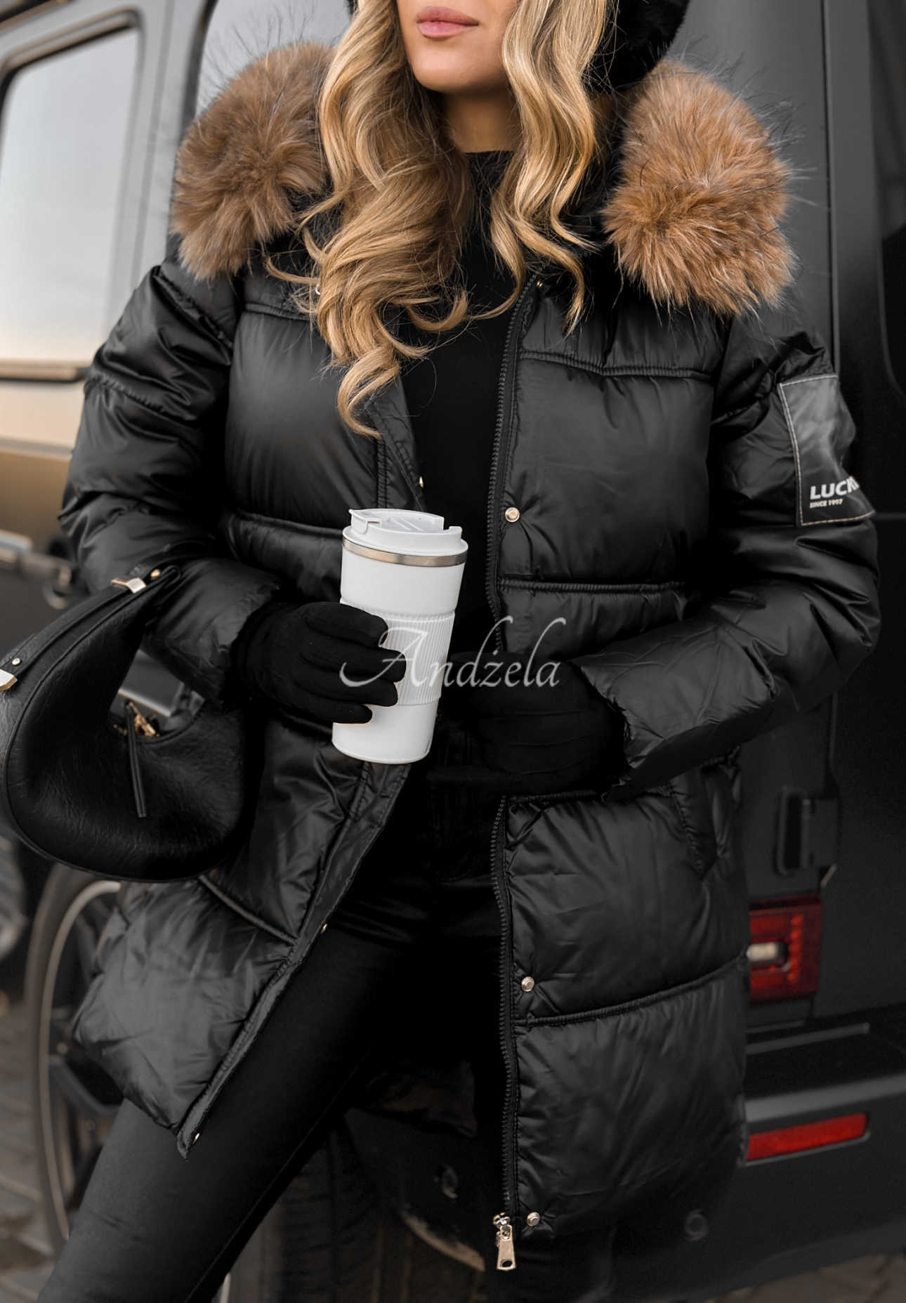 Dlhá prešívaná bunda Happy Season čierna