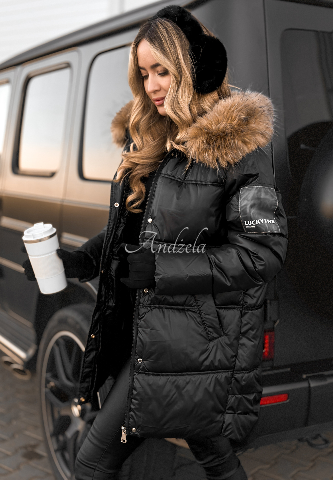 Dlhá prešívaná bunda Happy Season čierna