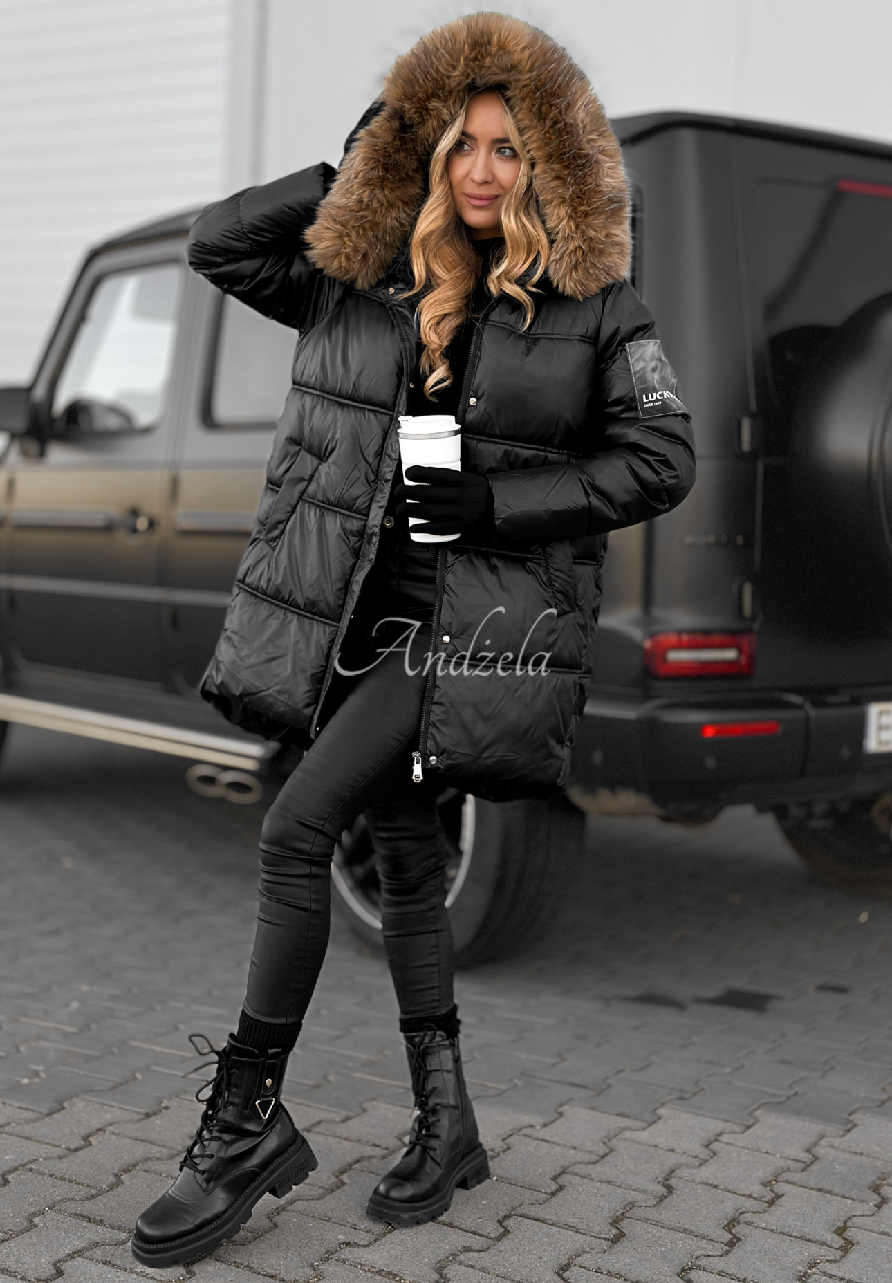 Dlhá prešívaná bunda Happy Season čierna