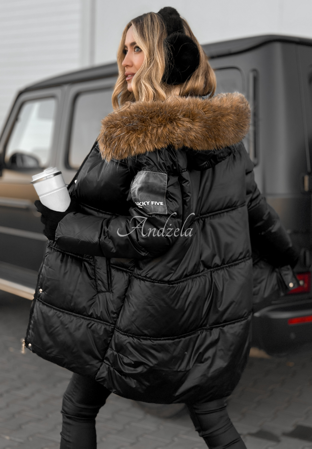 Dlhá prešívaná bunda Happy Season čierna