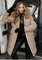 Długa Prešívaná Bunda Rivia ciemny beż