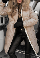 Długa Prešívaná Bunda Rivia ciemny beż