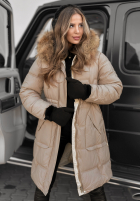 Długa Prešívaná Bunda Rivia ciemny beż