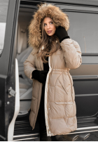 Długa Prešívaná Bunda Rivia ciemny beż