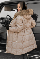 Długa Prešívaná Bunda Rivia ciemny beż