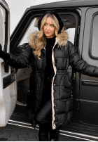 Pikowana Bunda Z Naturalnym Futrem Rivia Černa