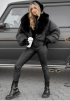 Krátka Bunda z futerkiem Snow Thanks čierna