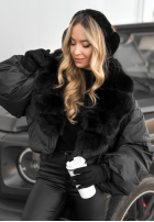 Krátka Bunda z futerkiem Snow Thanks čierna