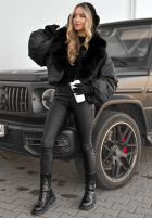 Krátka Bunda z futerkiem Snow Thanks čierna