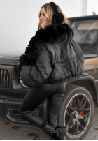 Krátka Bunda z futerkiem Snow Thanks čierna