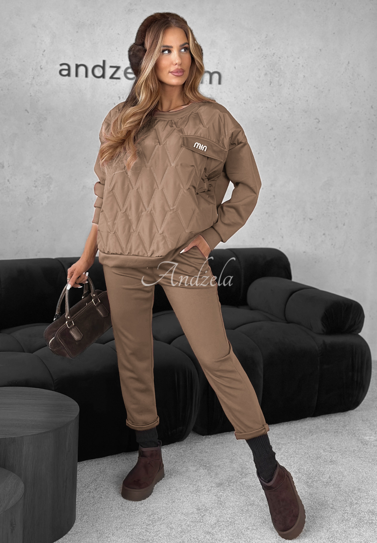 Tepláková súprava mikina a nohavice Inside Out béžový