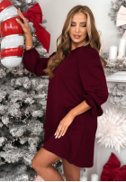 Šaty z bufiastymi rękawami Just One Kiss bordová