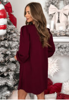 Šaty z bufiastymi rękawami Just One Kiss bordová