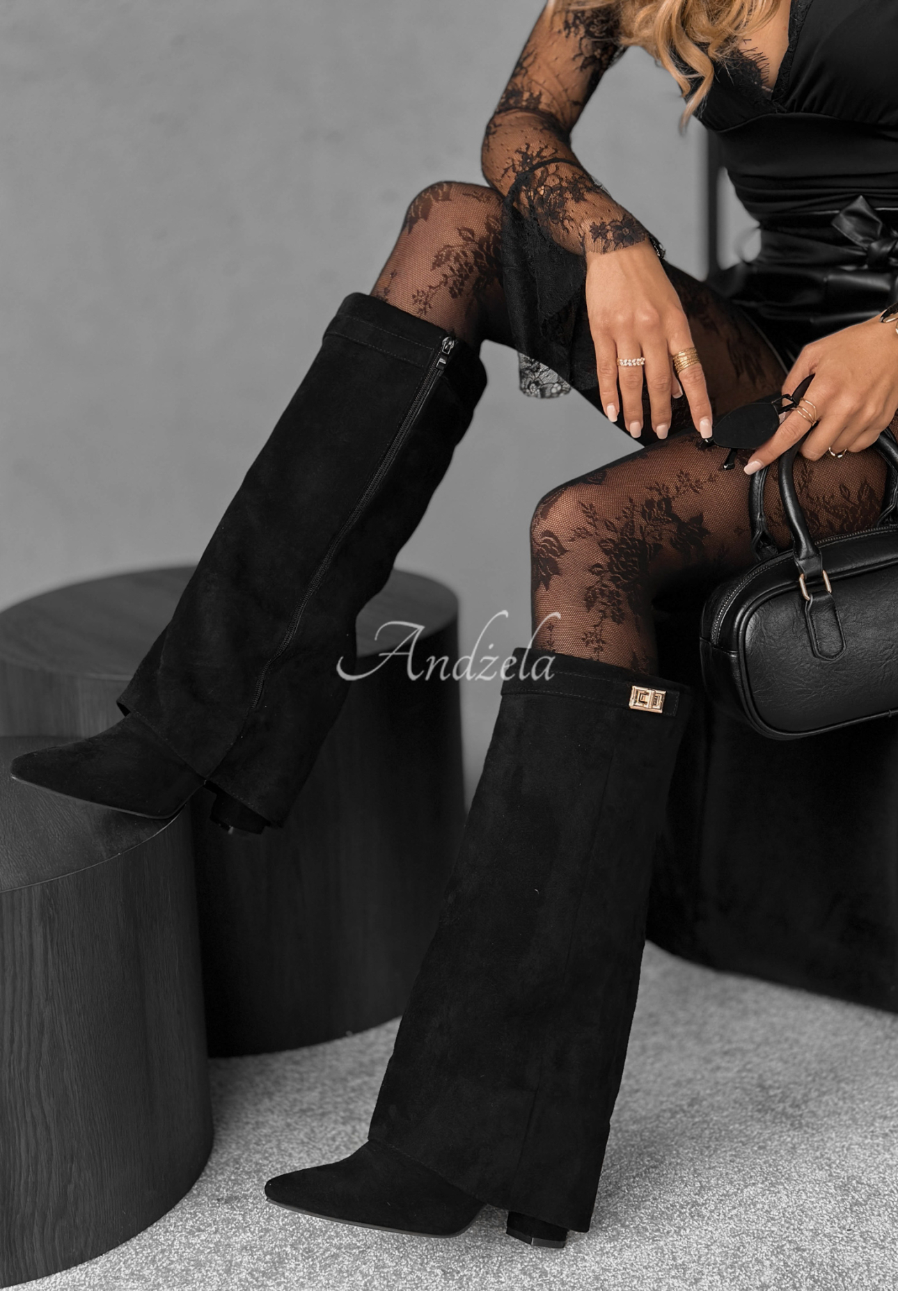 Dlhé semišové čižmy Cartagena čierne