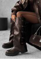 Skórzane Čižmy biker z klamrami See Troubles čokoládové