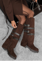 semiošové Čižmy z klamerkami Past Behind Me čokoládové