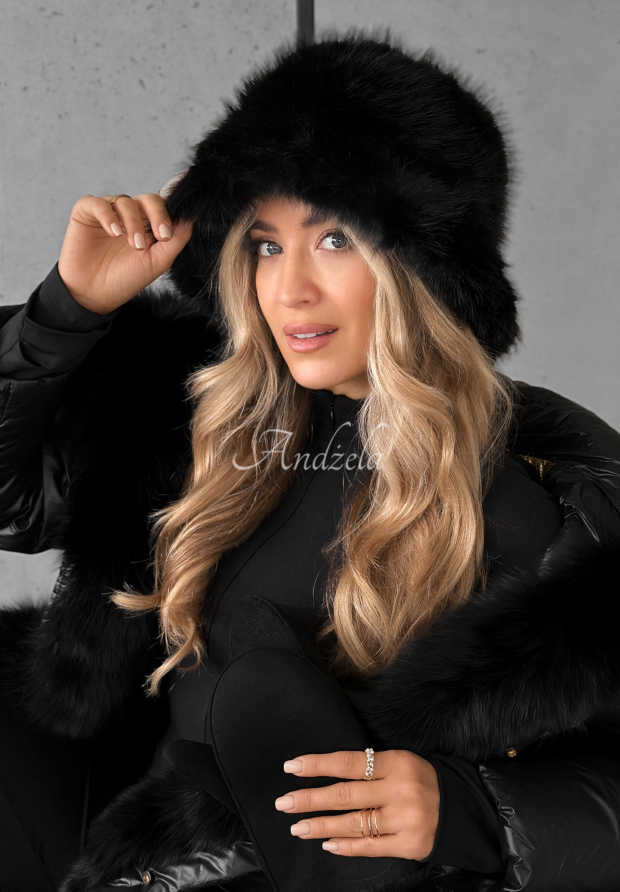 Čiapka bucket hat s kožu&scaron;inou When Snow Falls čierna