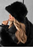 Čiapka bucket hat z futerkiem When Snow Fallls čierna