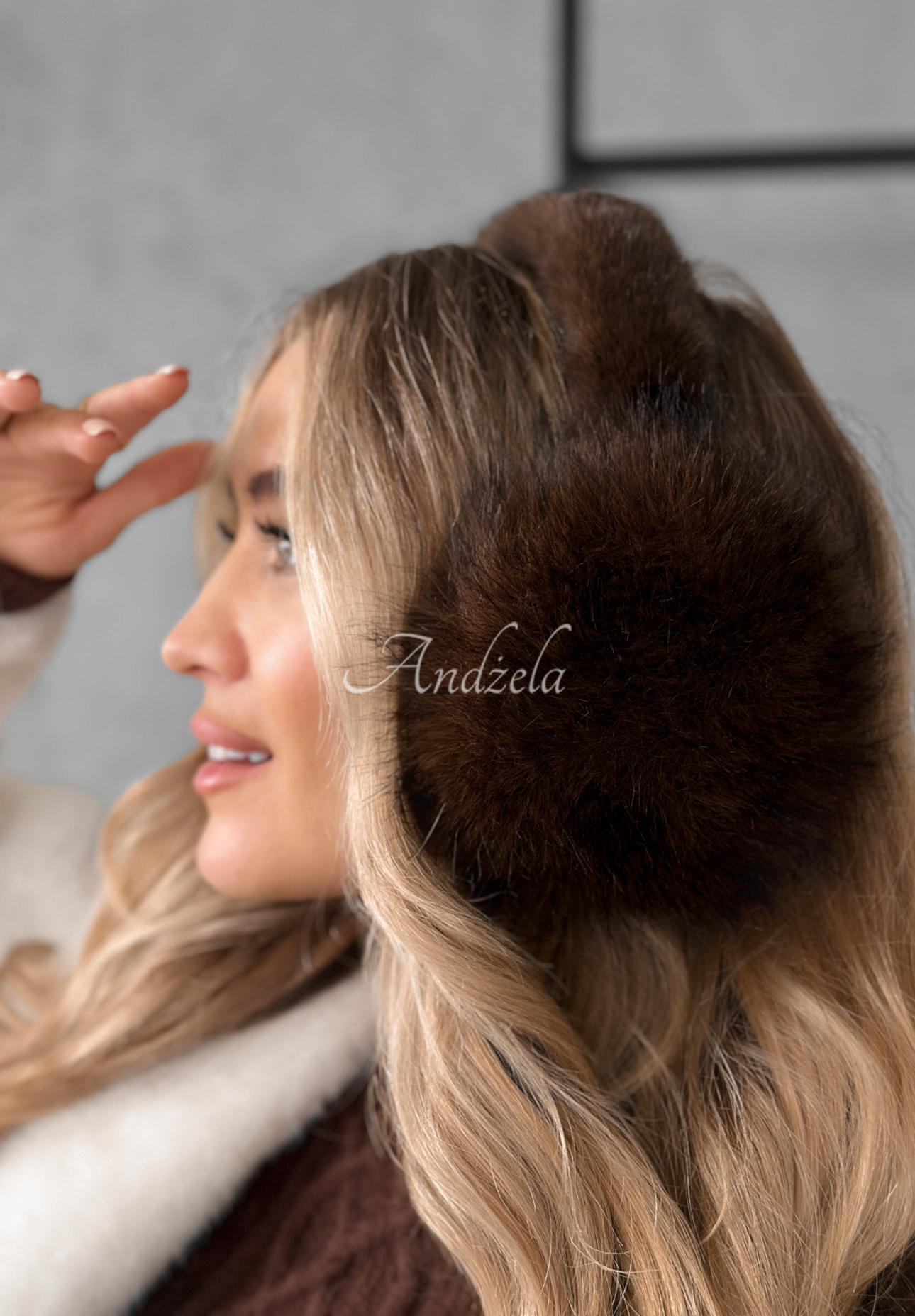 Chrániče na uši s kožušinou Warm Memories čokoládové