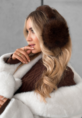 Chrániče na uši s kožušinou Warm Memories čokoládové