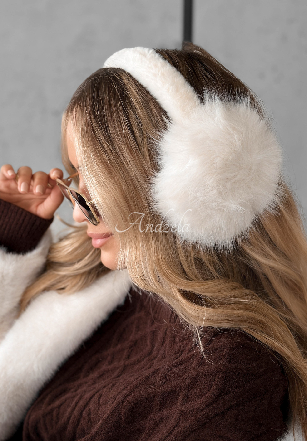 Chrániče na uši s kožušinou Warm Memories ecru