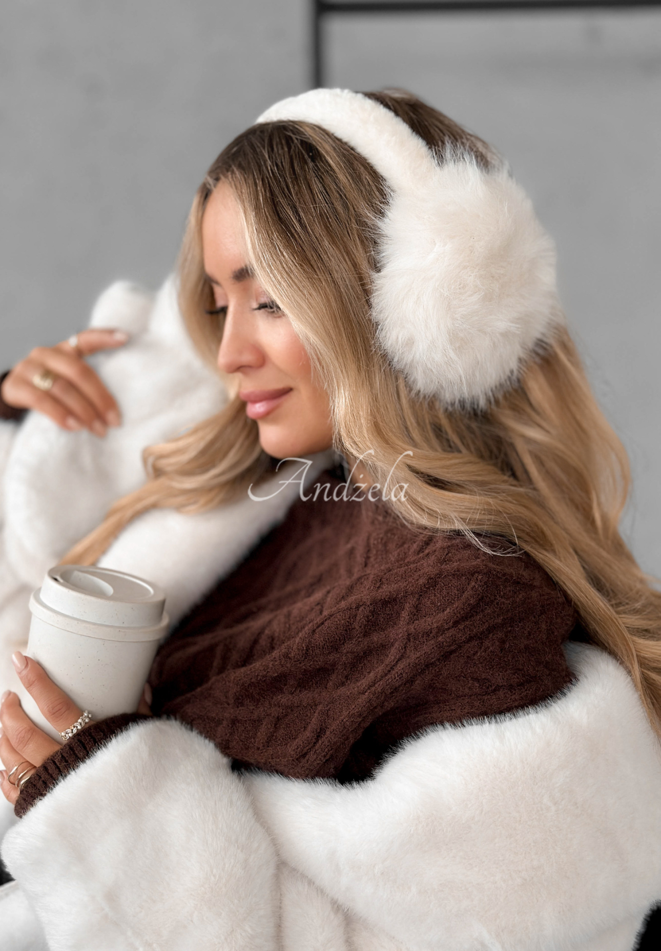 Chrániče na uši s kožušinou Warm Memories ecru