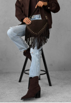 Zamszowa Kabelka z frędzlami Hold This Moment čokoládová