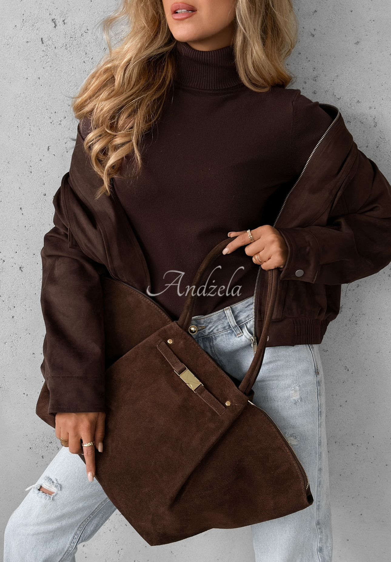 Semišová kabelka Almost Ready čokoládová