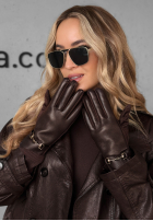 Skórzane Rukavičky  Festive Memories bordové