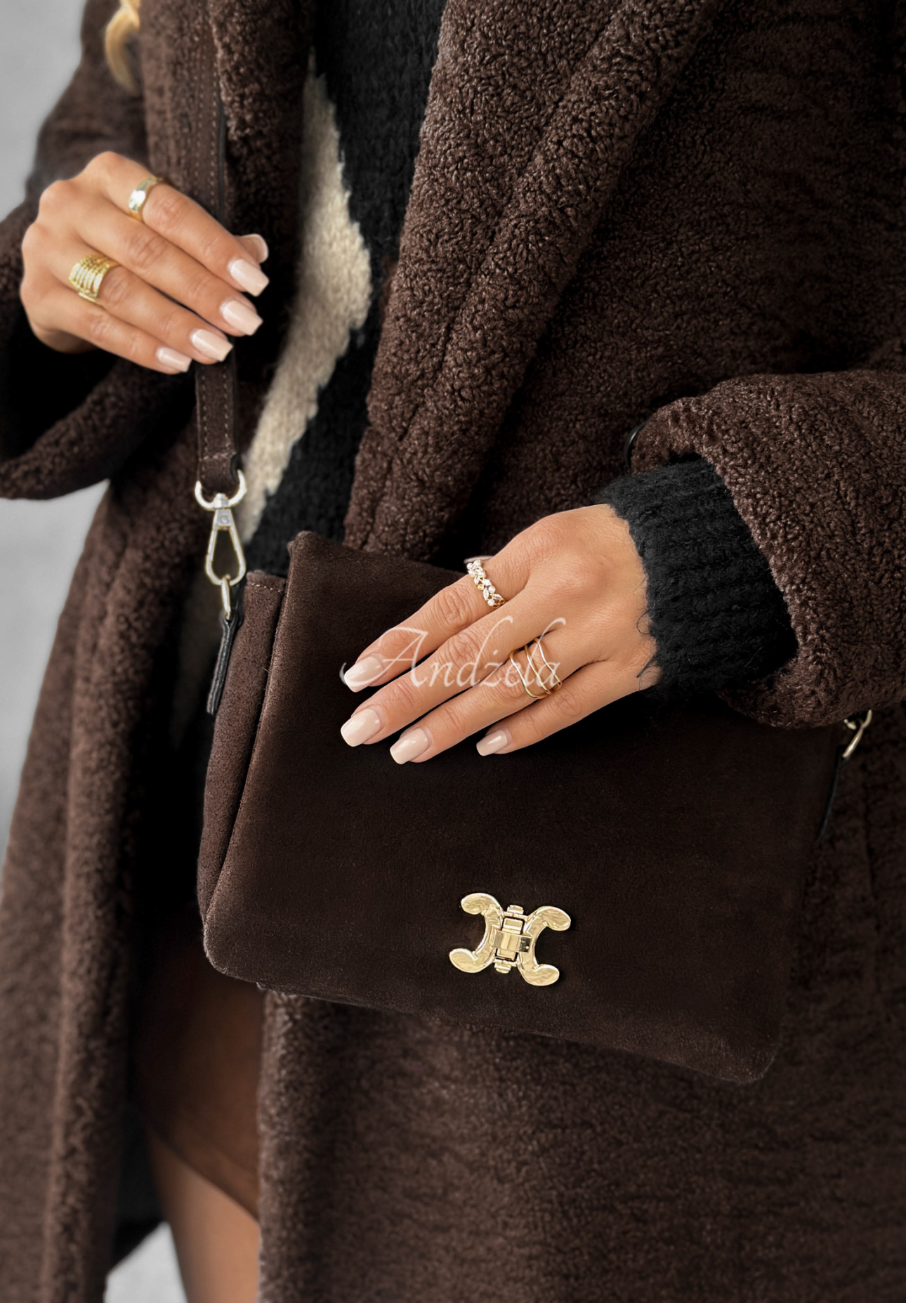 Semišová kabelka In My Closet čokoládová