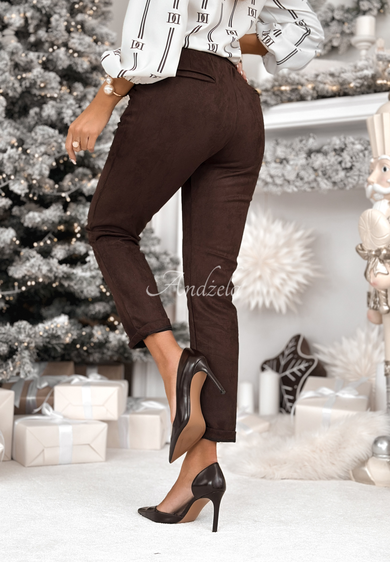 Semišové nohavice z vsikózy React To IT čokoládové