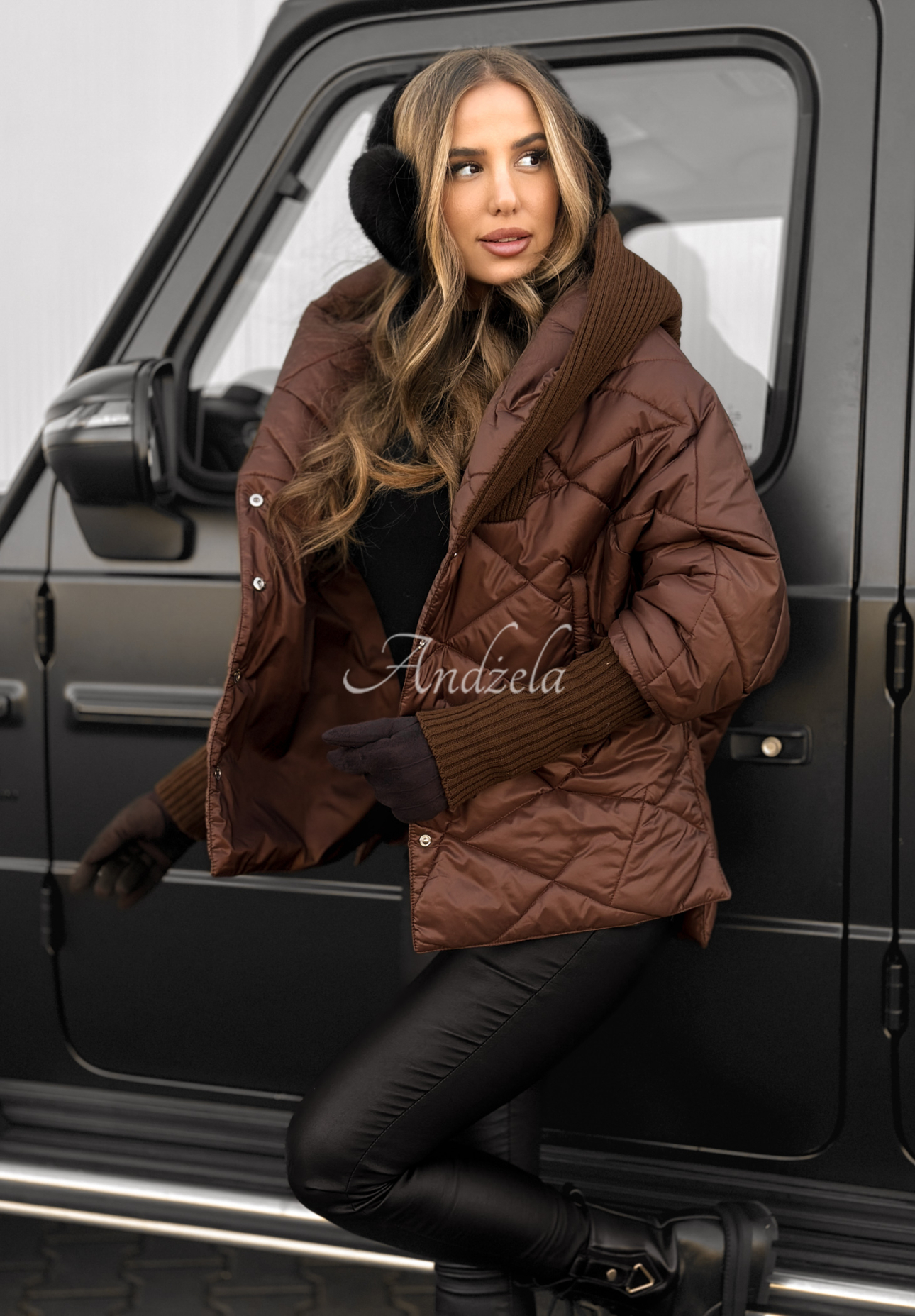 Bunda oversize s kapucňou Sancha čokoládová