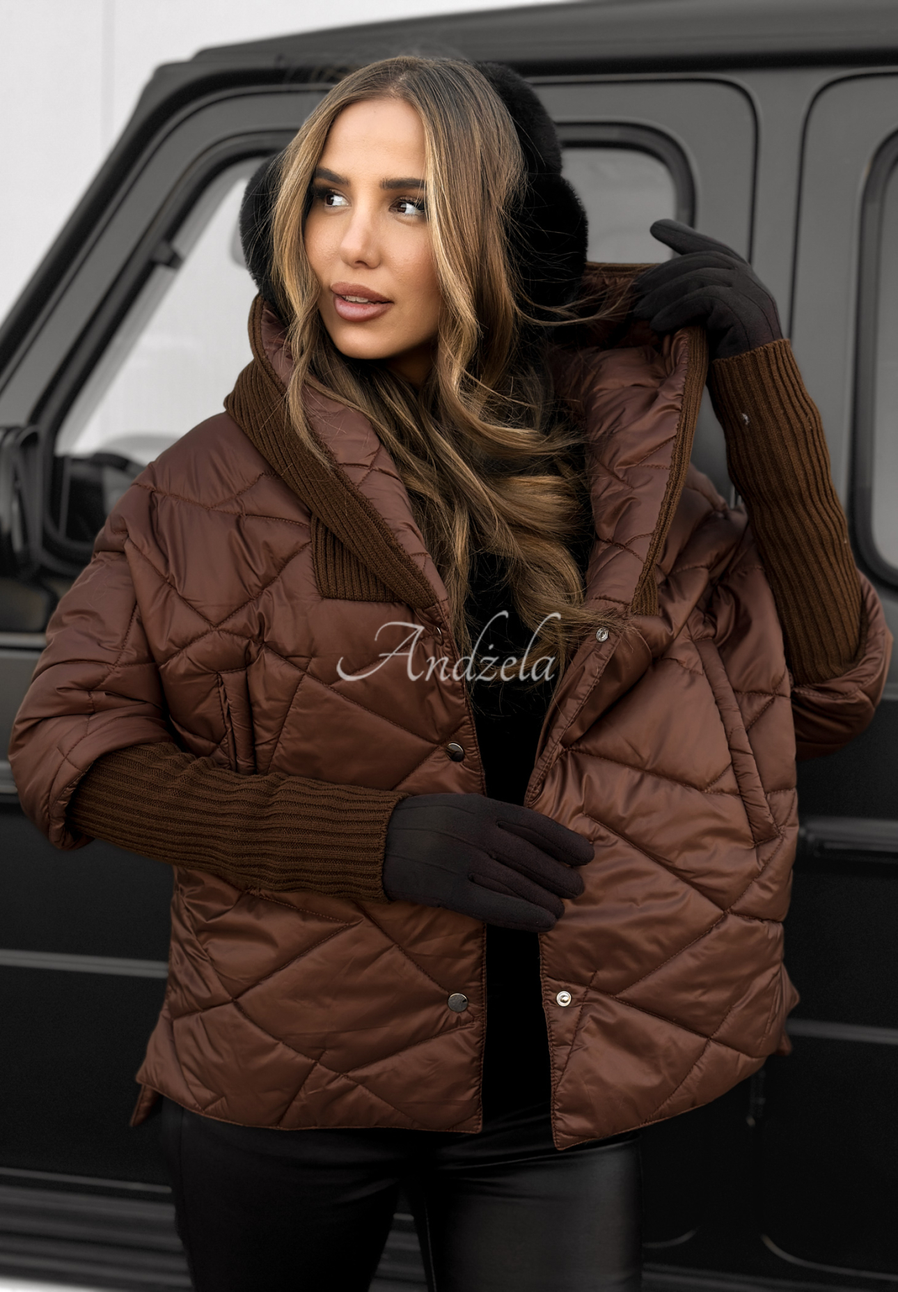 Bunda oversize s kapucňou Sancha čokoládová