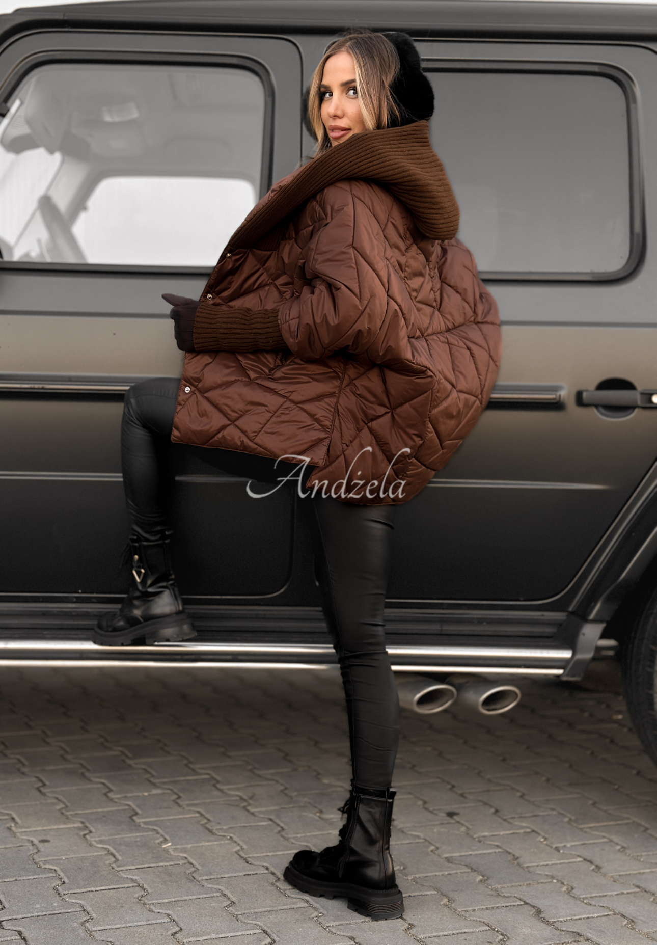 Bunda oversize s kapucňou Sancha čokoládová