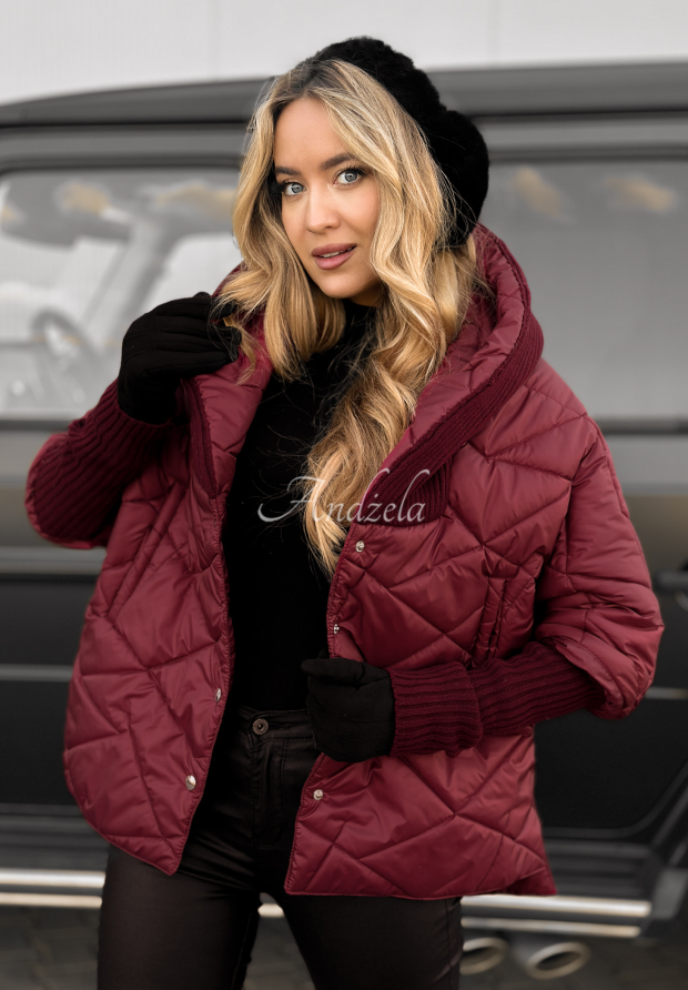 Bunda oversize s kapucňou Sancha bordov&aacute;