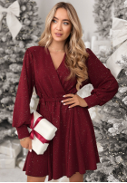 Šaty mini z błyszczącym nadrukiem Never Yours bordová