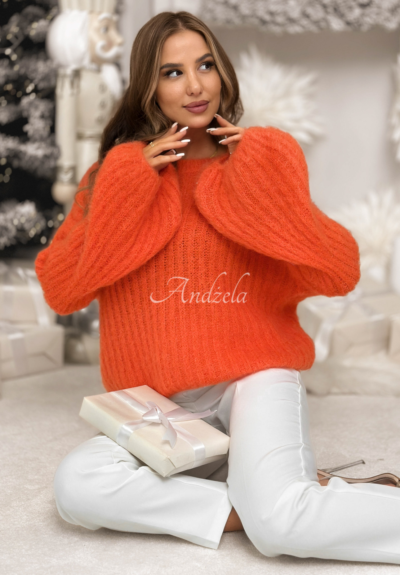 Mohérový sveter so širokými rukávmi Better Than That oranžový