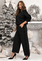 Tepláková súprava Mikina i Nohavice z cekinowymi lampasami Nothing To Do čierne