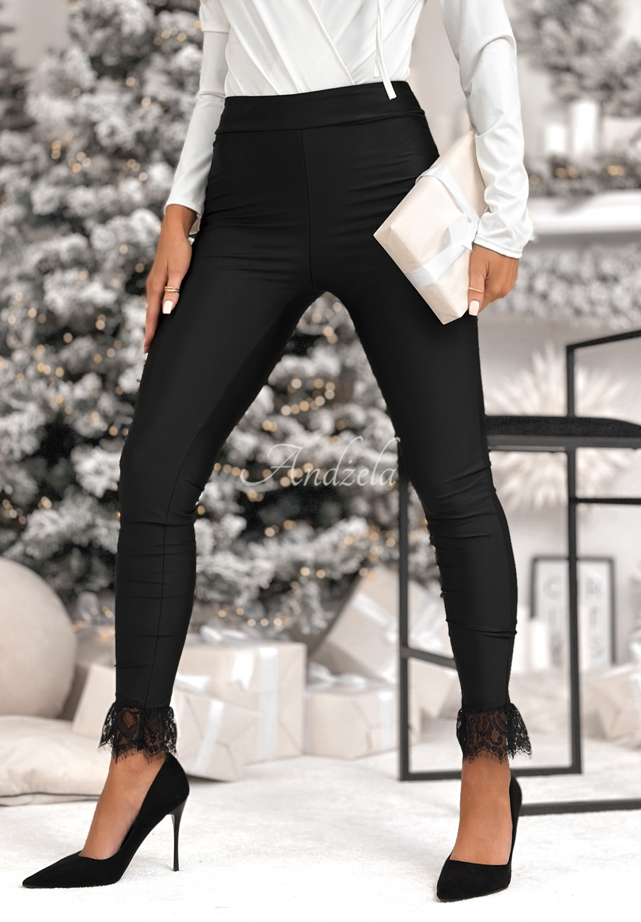 Legíny s čipkou Value Of Life čierne