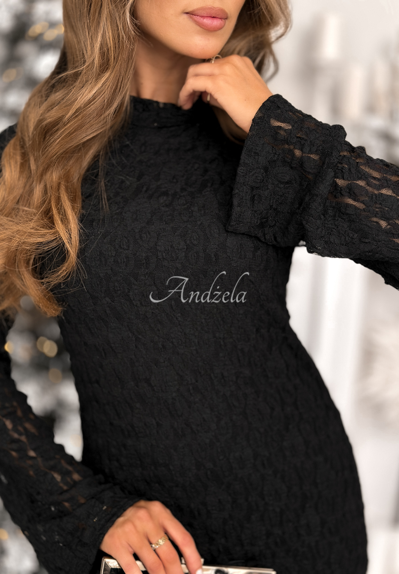 Čipkované minišaty Compliments For Me čierna