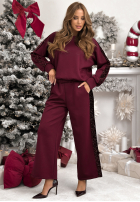 Tepláková súprava Mikina i Nohavice z cekinowymi lampasami Nothing To Do bordová