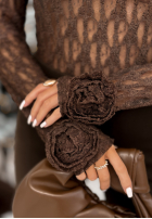 Koronkowa Blúzka longsleeve z różami Lace & Roses čokoládová