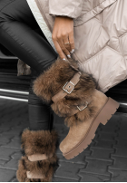 Semišové čižmy s kožušinou North Pole Escape béžové