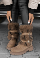 Semišové čižmy s kožušinou North Pole Escape béžové