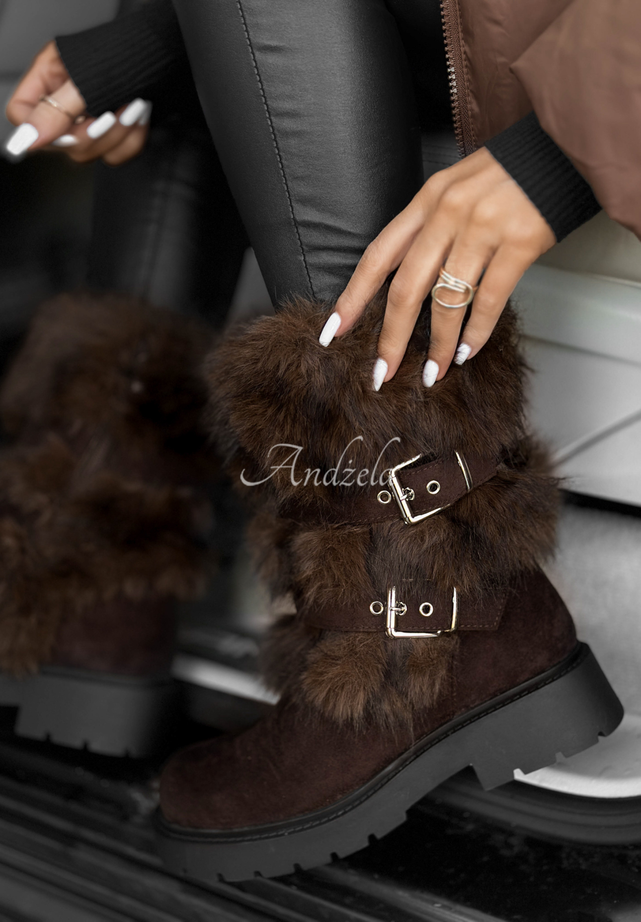 Semišové čižmy s kožušinou North Pole Escape čokoládové