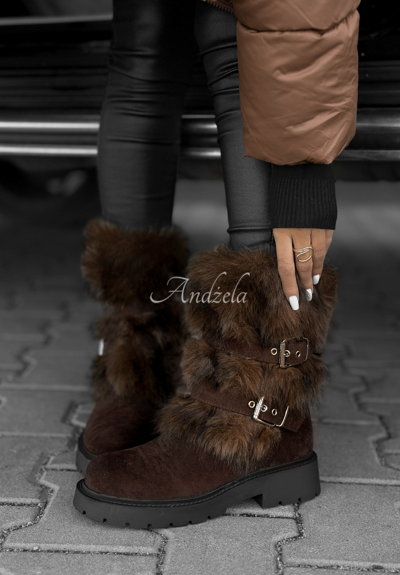 Semišové čižmy s kožušinou North Pole Escape čokoládové